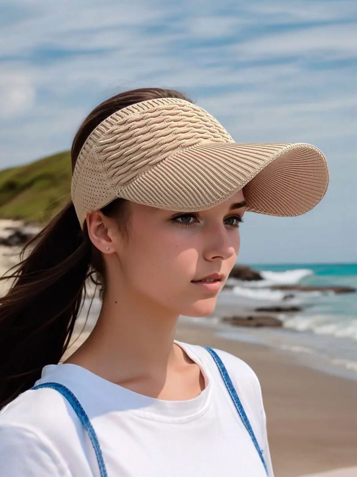 Elastic Knitted Sun Cap - H7456