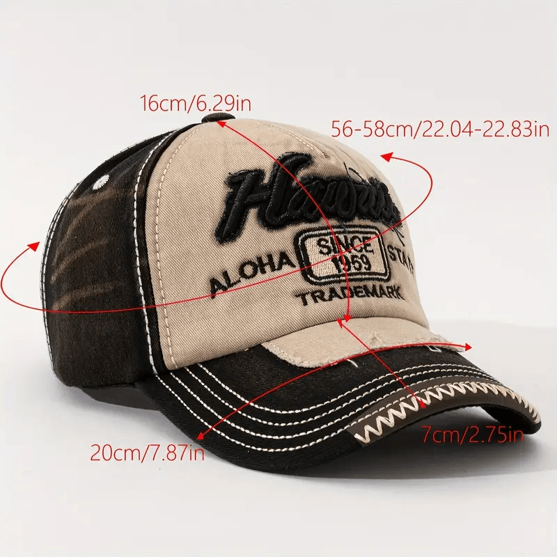 Two-Tone HAWAII Vintage Embroidered Cap - H5003