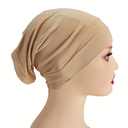 Premium Stretch Jersey Hijab Cap – Breathable Polyester Turban Liner, Sweatproof & Stylish - H2035