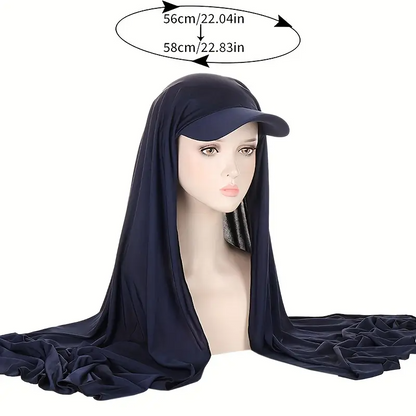 Lightweight Chiffon Hijab Scarf – Stretchy Baseball Cap Head Wrap for Outdoor Sports & Casual Wear - H2043