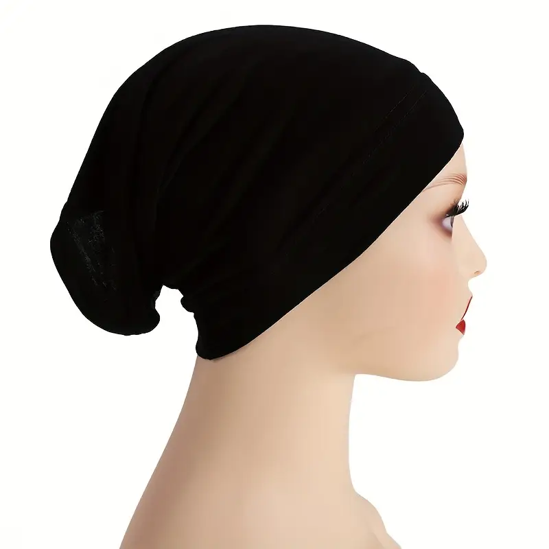 Premium Stretch Jersey Hijab Cap – Breathable Polyester Turban Liner, Sweatproof & Stylish - H2035