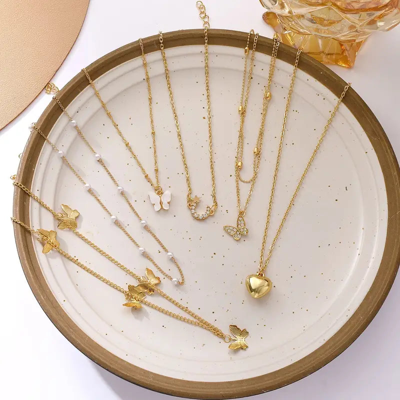 6pcs Zinc Alloy Necklace Set with Blessing Card  – H5033
