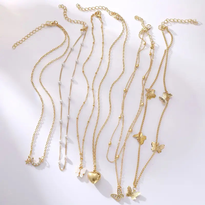 6pcs Zinc Alloy Necklace Set with Blessing Card  – H5033