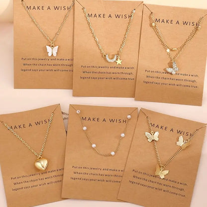 6pcs Zinc Alloy Necklace Set with Blessing Card  – H5033