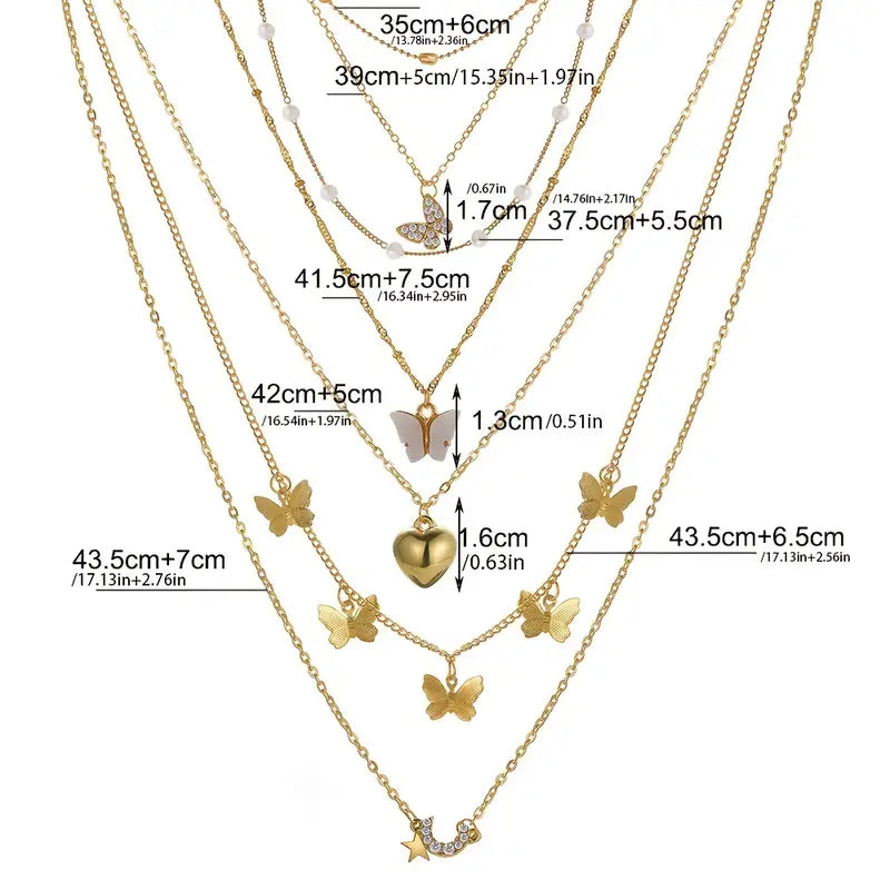 6pcs Zinc Alloy Necklace Set with Blessing Card  – H5033