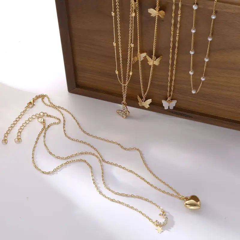 6pcs Zinc Alloy Necklace Set with Blessing Card  – H5033