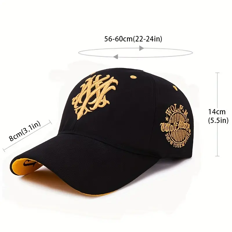 Totem Black & Gold Embroidered Adjustable Baseball Cap - H2008