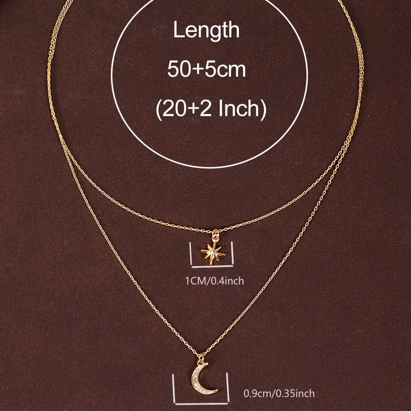 Gold Plated 2 Layer Star & Moon Layered Necklace – H5030