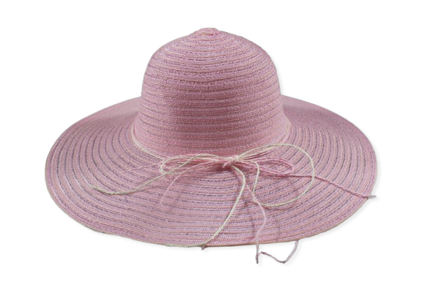 Premium Wide Women's Round Hat with Elegant Ribbon - H1022