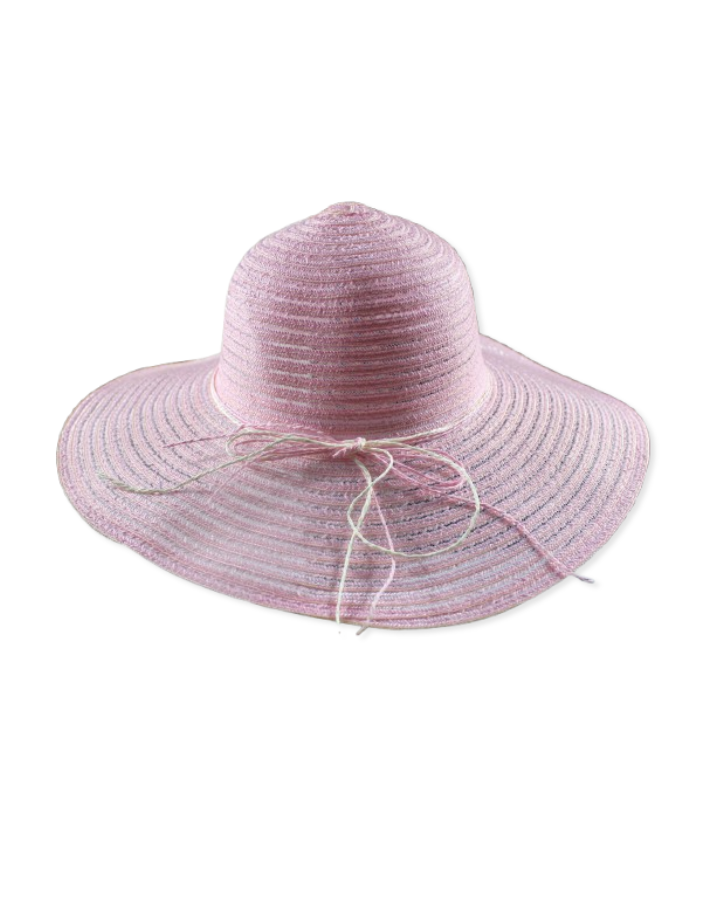 Premium Wide Women's Round Hat with Elegant Ribbon - H1022