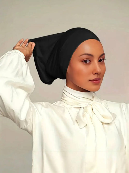 Premium Stretch Jersey Hijab Cap – Breathable Polyester Turban Liner, Sweatproof & Stylish - H2035