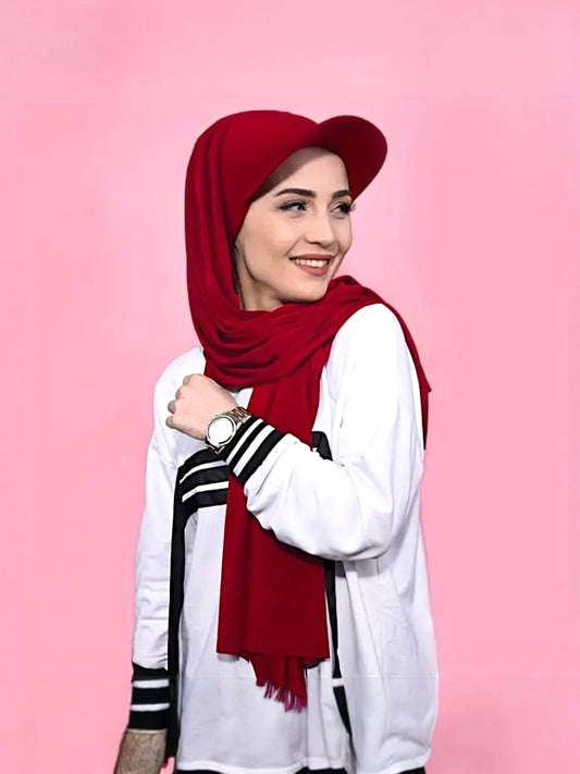 Lightweight Chiffon Hijab Scarf – Stretchy Baseball Cap Head Wrap for Outdoor Sports & Casual Wear - H2043