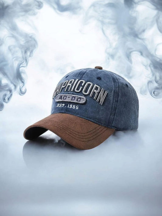 Capricorn Distressed Baseball Cap – Unisex Vintage Curved Brim Hat - H5025