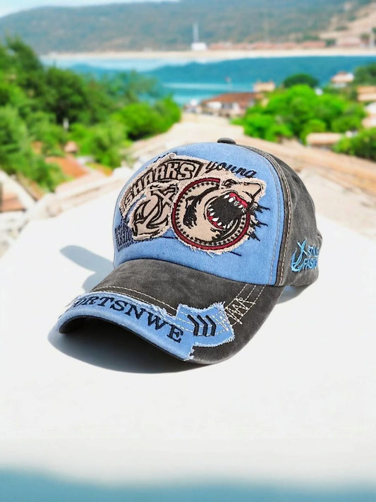 Unisex Vintage Shark Cap – Washed Duckbill, Adjustable Fit - H7451