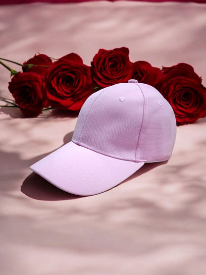 Unisex Pink Cotton Plain Cap - H1007