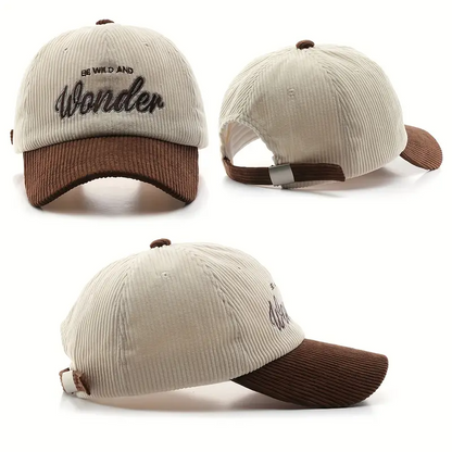 Brown Corduroy Baseball Cap – Embroidered, Adjustable & Breathable Dad Hat - H2036