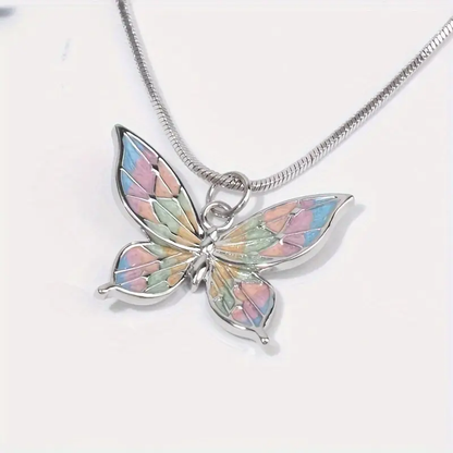 Colorful Gradient Butterfly Pendant Necklace – H5028