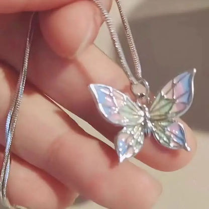Colorful Gradient Butterfly Pendant Necklace – H5028