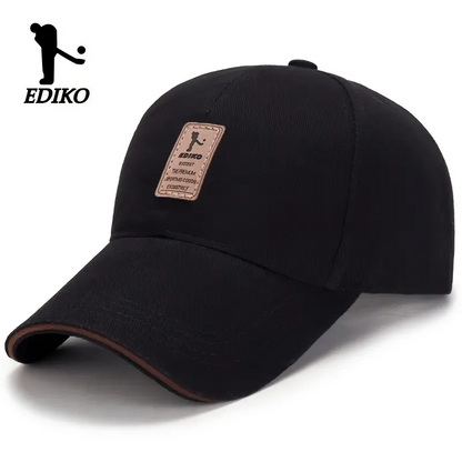 EDIKO Unisex Black Baseball Cap – Breathable, Sun-Protective, Hand-Washable - H2030