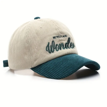 Green Corduroy Baseball Cap – Embroidered, Adjustable & Breathable Dad Hat - H2037